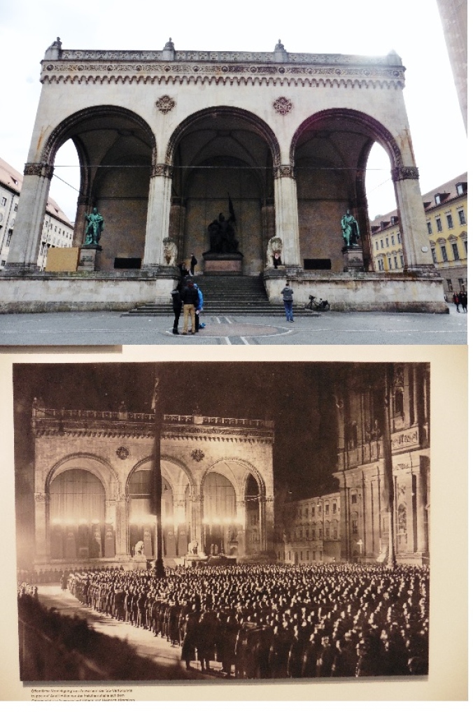 When I stood in the plaza of Hitler's failed Nazi coup, the weight of the matter didn't really occur to me. It wasn't until I went to a museum in Berlin that I actually found a picture of the exact same plaza in Munich, with tons of Nazi members during Hitler's reign. Talk about creepy....